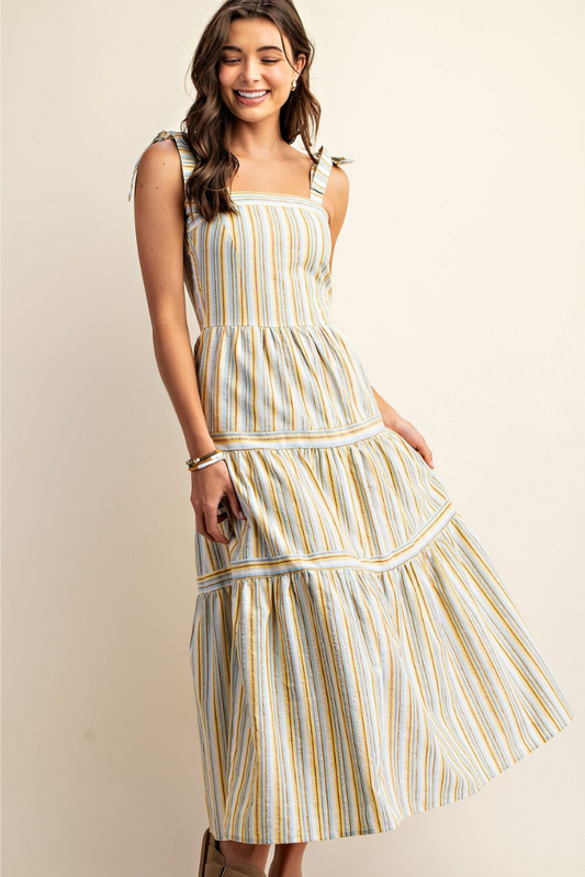 In My Favor Striped Maxi Dress - Yellow