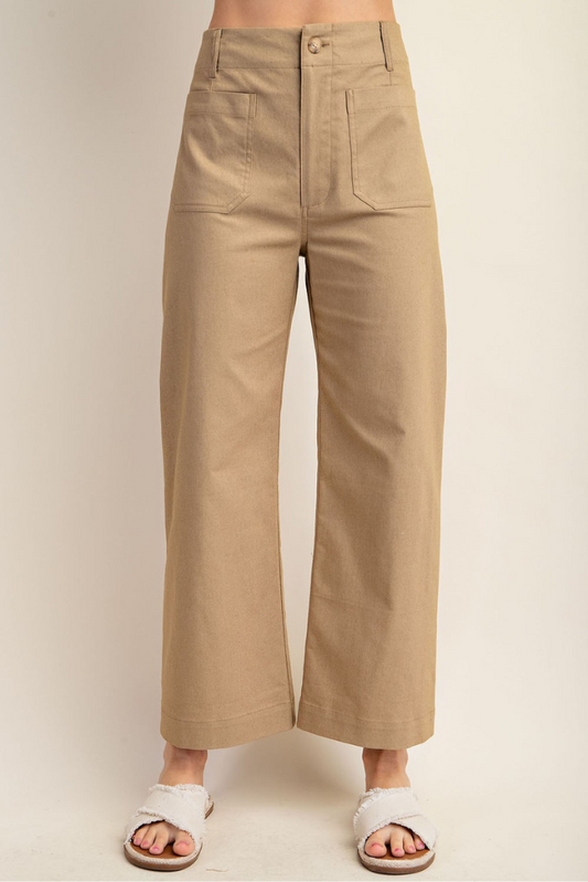 Make Your Mark Cropped Pants - Khaki