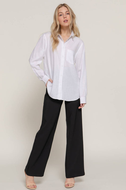 Virginia Linen Blend Shirt - White