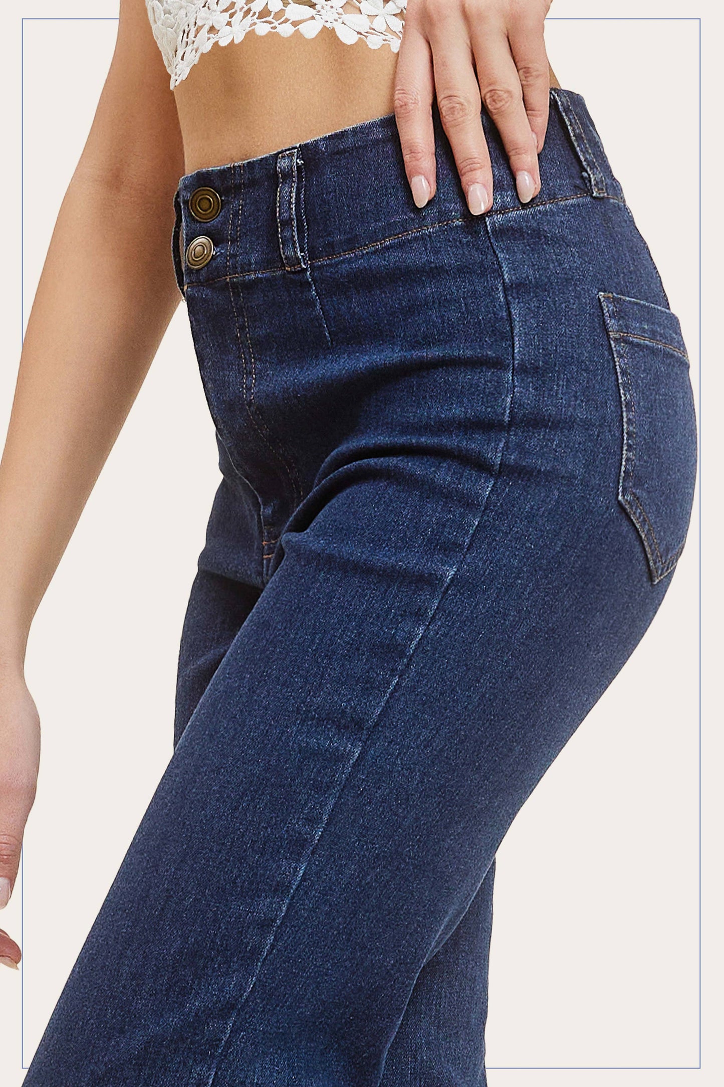 Lisa Wide Flare Pants - Dk Denim