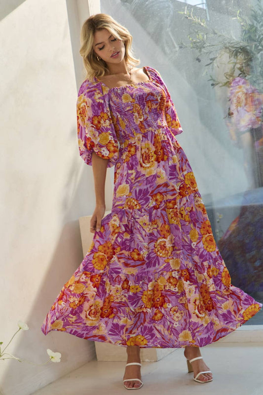 Audrey Printed Maxi Dress - Multi Print