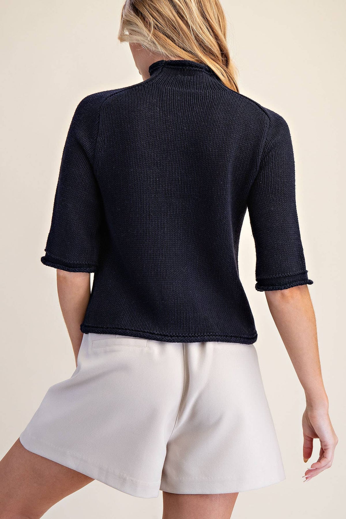 Navy Short Sleeve Sweater Cardigan