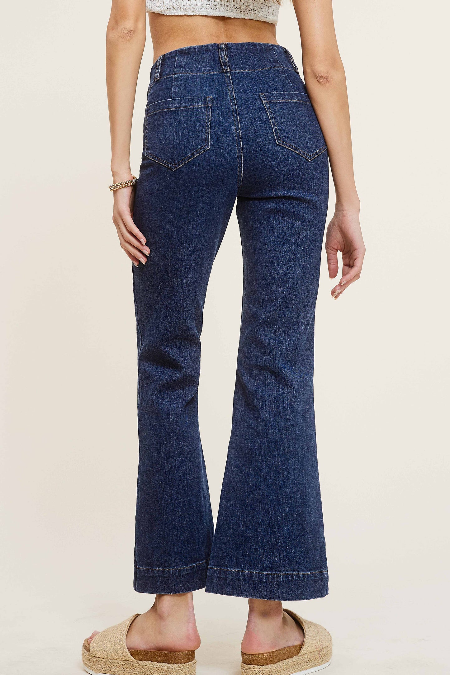 Lisa Wide Flare Pants - Dk Denim