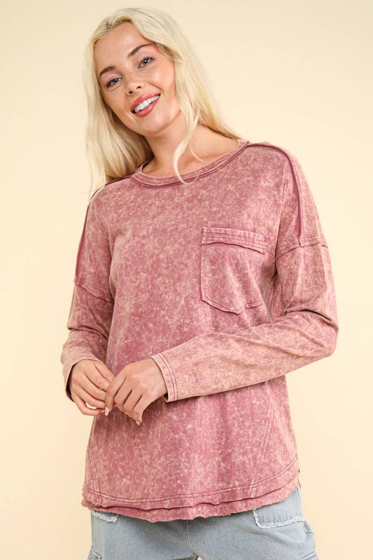 You're Just Like Mineral Washed Top - Mauve