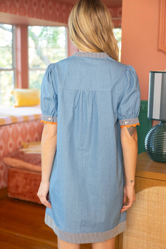 Chambray Shift Dress - Denim Blue