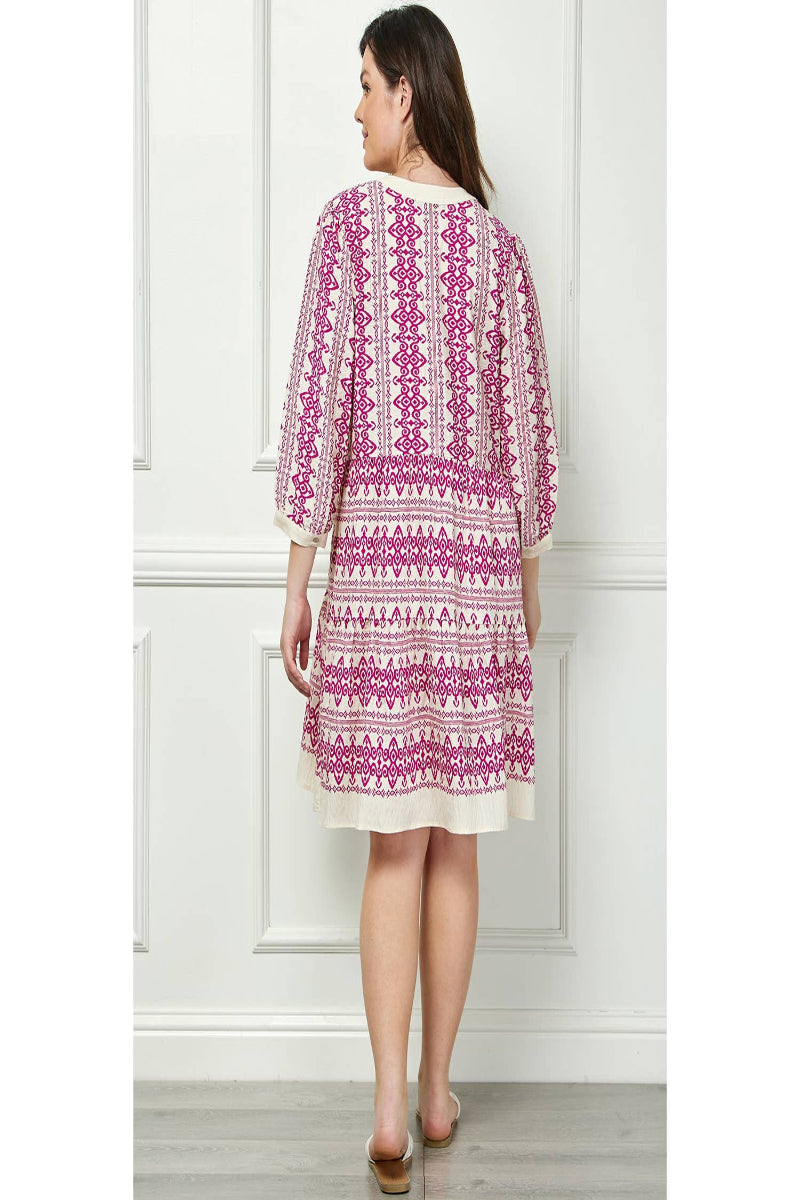 GIVE YOU UP MIDI DRESS - CREAM/MAGENTA