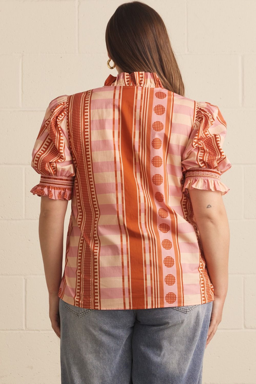 Cinnamon Mixed Print Top