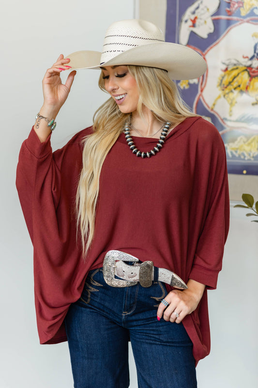Oakley Dolman Sleeve Top  - Wine