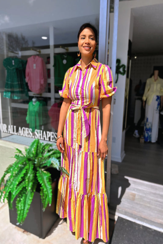 Boardroom Beauty Maxi Dress - Magenta Orange