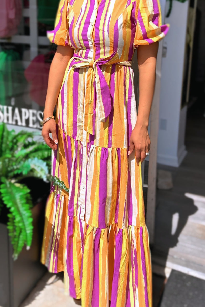 Boardroom Beauty Maxi Dress - Magenta Orange